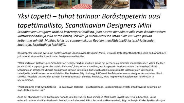 Yksi Tapetti - Tuhat Tarinaa. Boråstapeterin uusi lastenmallisto Scandinavian Designers Mini