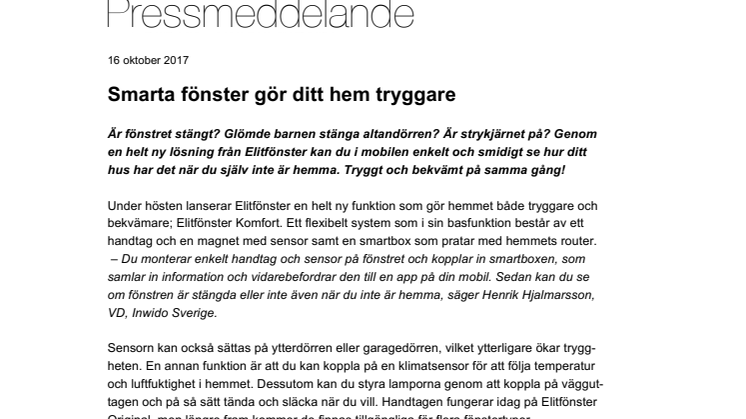 Smarta fönster gör ditt hem tryggare