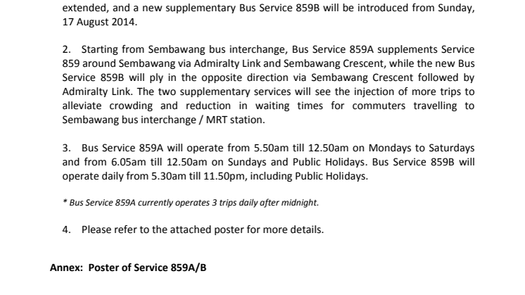 Enhancement to Bus Service 859