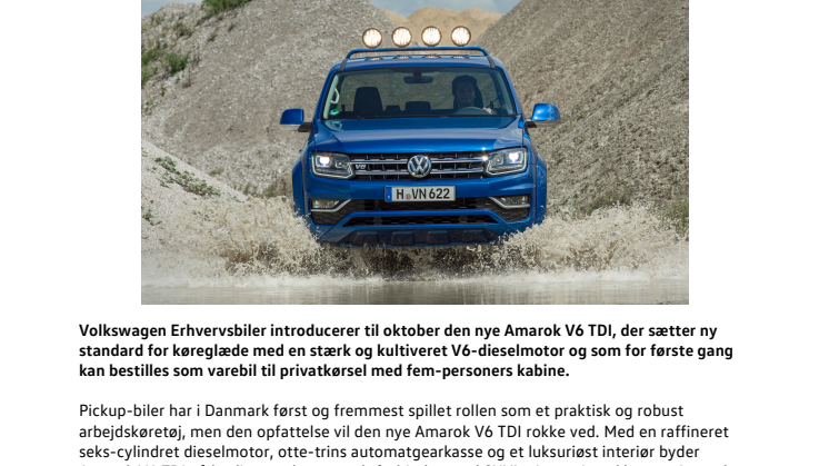Robust arbejdsbil eller komfortabel luksusbil: ny Amarok V6 TDI fra 287.295 kr.