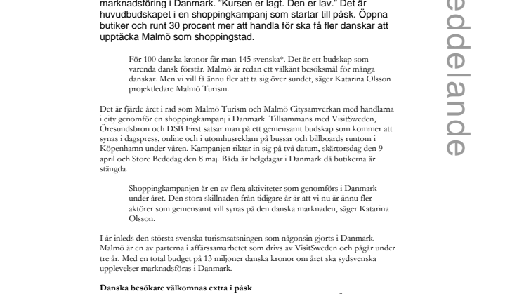 Malmö storsatsar på shoppingsugna danskar 