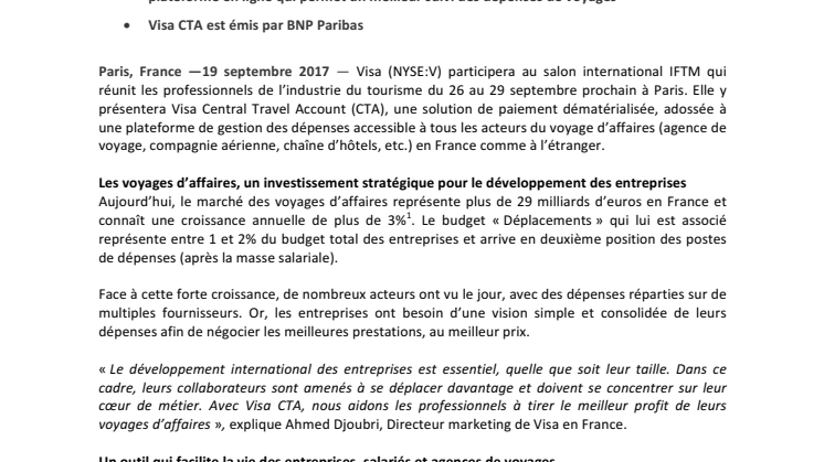 Visa Central Travel Account : une solution innovante pour faciliter les voyages d’affaires