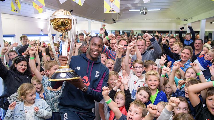 Super over star Jofra Archer kicks off nationwide Winners' World Cup Trophy Tour