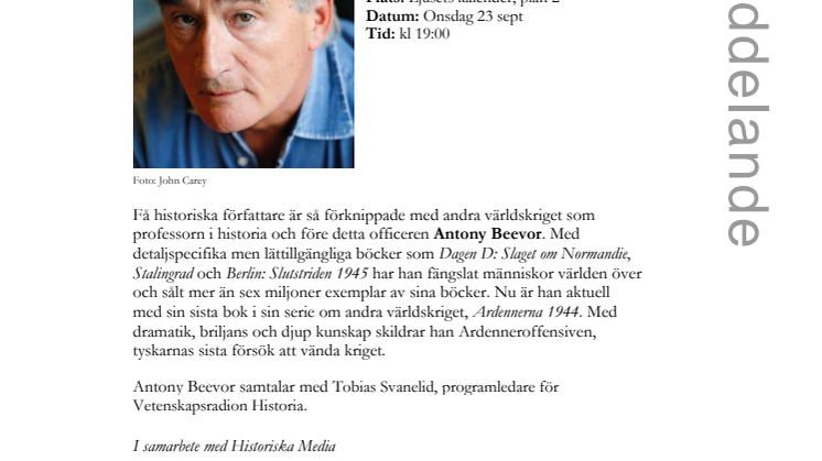 Antony Beevor till Internationell författarscen 