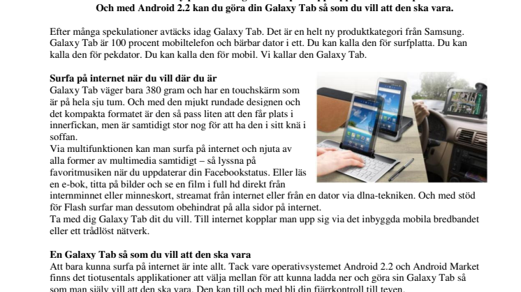 Samsung Galaxy Tab – sju tum av smarta innovationer