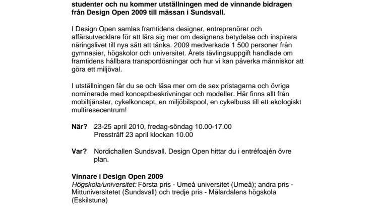 Design Open kommer till Stora Vårmässan i Sundsvall