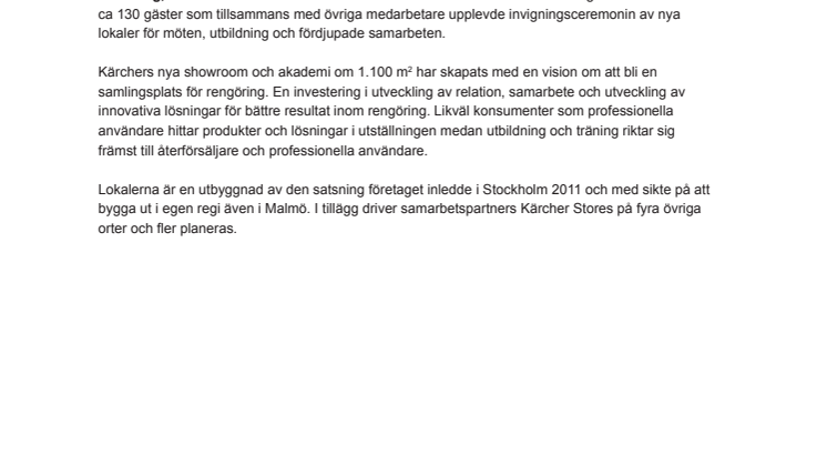 Kärcher inviger nytt huvudkontor och  Kärcher Center i Göteborg