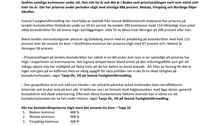 Unik kartläggning visar: Här har bostadsrättspriserna ökat mest  på 1, 5 och 10 år
