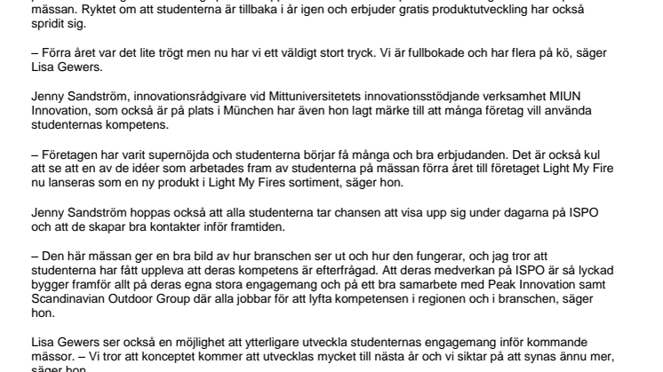 Miunstudenter gör succé på världens största sport- och outdoormässa