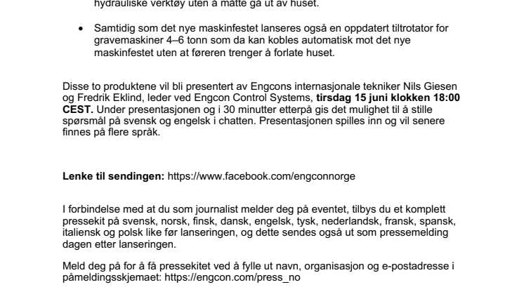 100621_Presseinvitasjon_Lansering av to produktnyheter