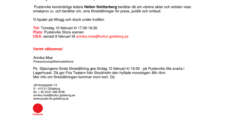 Pressinbjudan – Pusterviks programträff våren 2011
