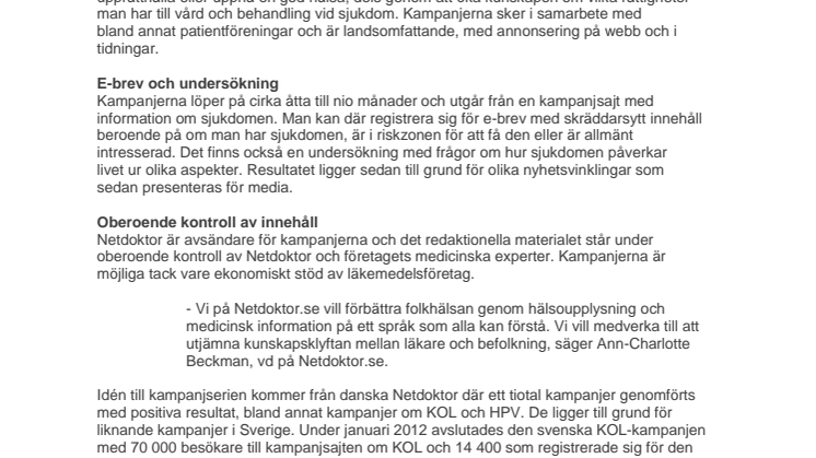 Information om Netdoktors folkhälsokampanjer