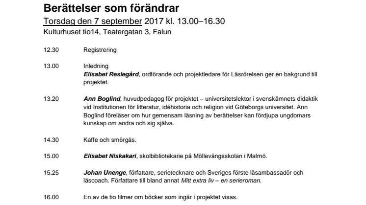 Program Berättelser som förändrar FALUN