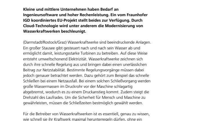 Fraunhofer: Sichere Wasserkraft aus der Wolke