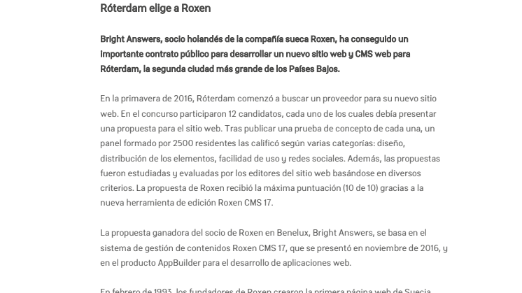 Róterdam elige a Roxen