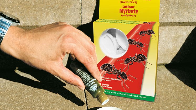 Neudorffin Loxiran® Muurahaissirote auttaa rakennusten saamisessa taas ihmisten ja lemmikkien omaan käyttöön.