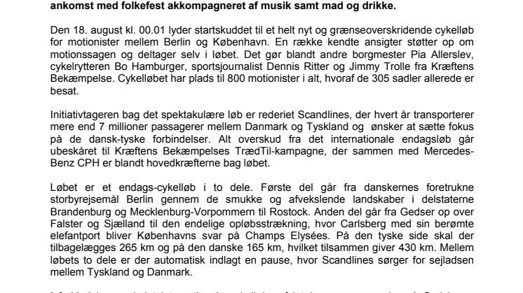 Nyt endags-cykelløb starter i Berlin og slutter på Carlsberg