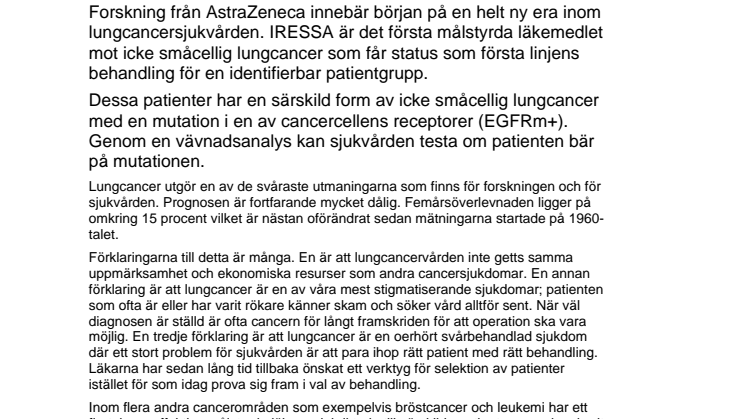 Bakgrund och fakta om Iressa och lungcancer