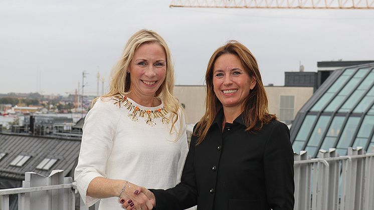 Pernilla Bonde, vd HSB Riksförbund, tillsammans med Johanna Norberg, vd Danske Bank Sverige.
