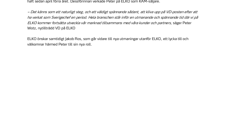 Ny VD på ELKO