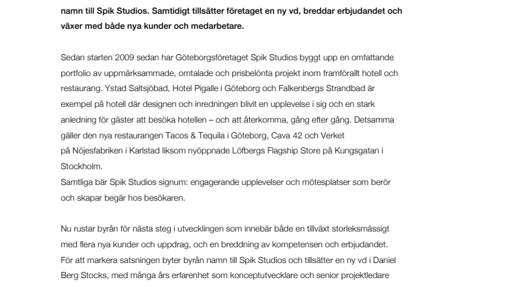 The Concept Bureau blir Spik Studios – och storsatsar