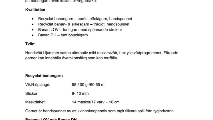 Faktablad banangarn