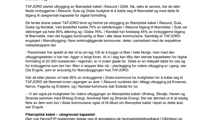 Husstand nummer 10 000 koblet til fibernettet