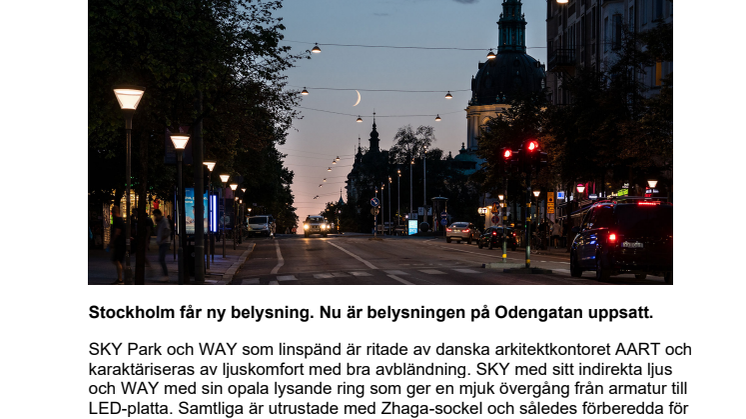 Nu är belysningen till Odengatan uppsatt