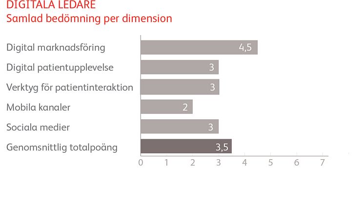 Digitala ledare - samlad bedömning per digital dimension