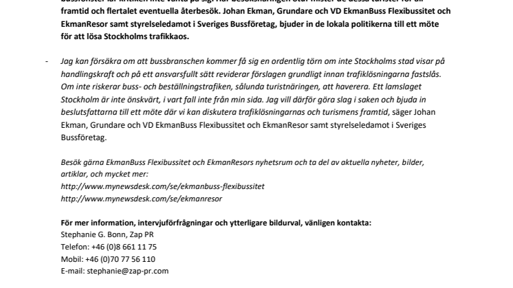Johan Ekman bjuder in politiker för att lösa Stockholms trafikkaos