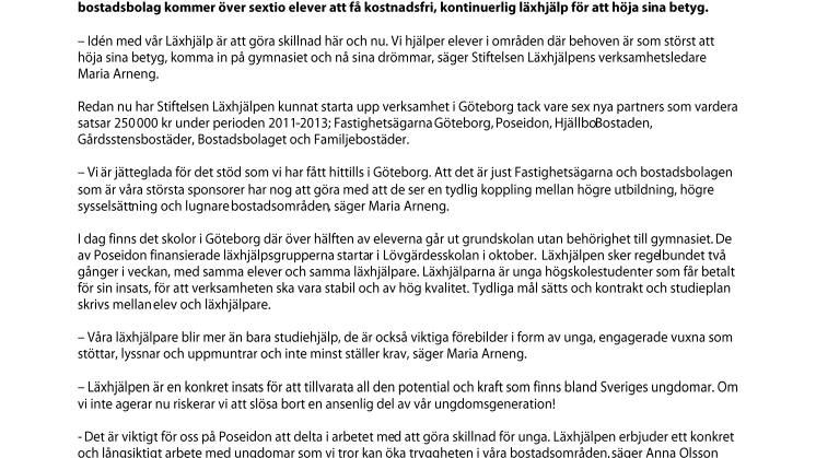 Poseidon medverkar i kraftsamling för Göteborgs unga