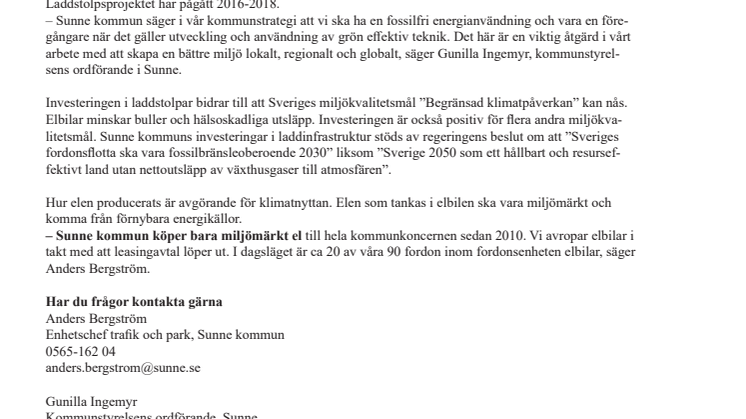 Sunne kommun minskar utsläppen med fler elbilar