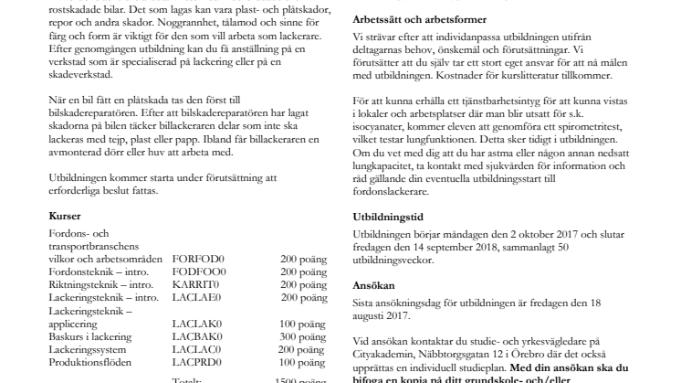 Fordonslackerare - Informationsblad