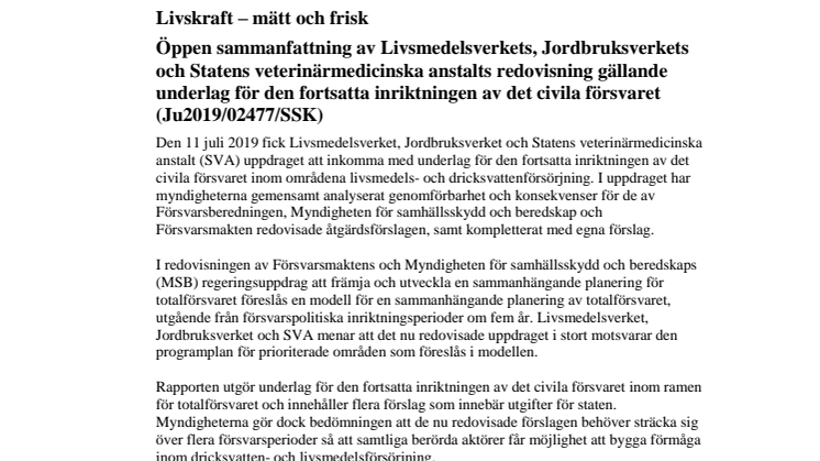 Öppen sammanfattning Livskraft - mätt och frisk