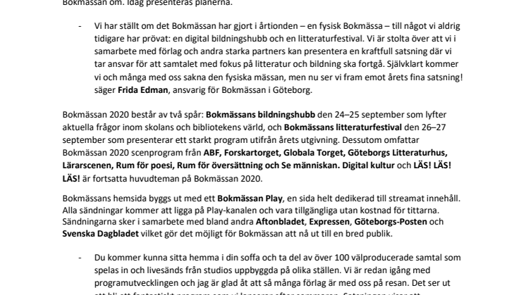 Så blir Bokmässan 2020