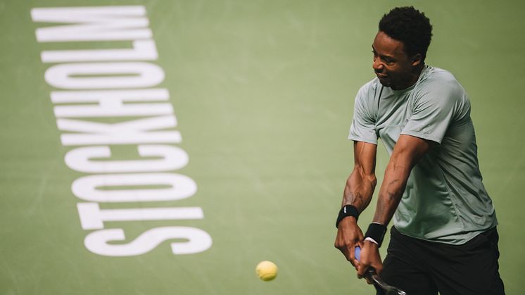 Gaël Monfils på centercourt i Kungl. Tennishallen. Foto: Alexander Scheuber