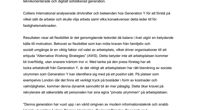 Flexibla kontorslokaler är nyckelfaktorn för att attrahera Generation Y