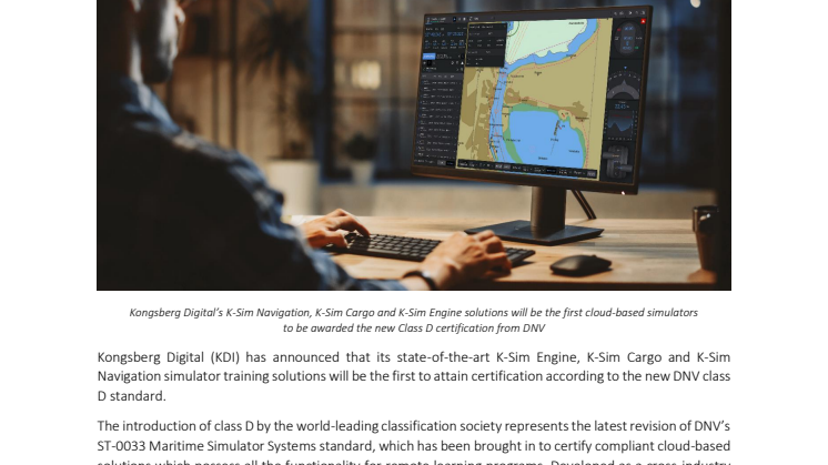 K-Sim Navigation, Cargo and Engine become first cloud-based solutions to gain new DNV class D certification