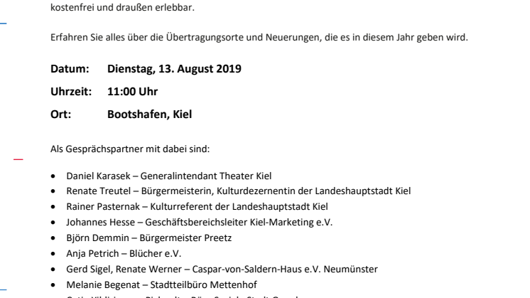 Presseeinladung Sommertheater Liveübertragung