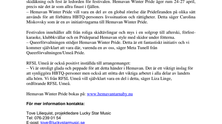 Pridefestival i Hemavan