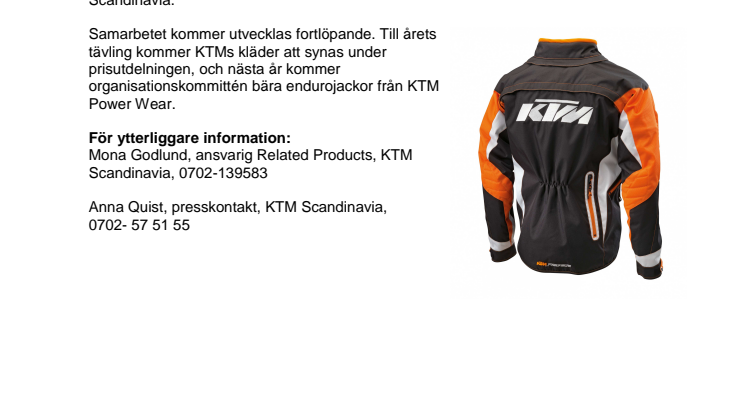 KTM Power Wear sponsor till Gotland Grand National