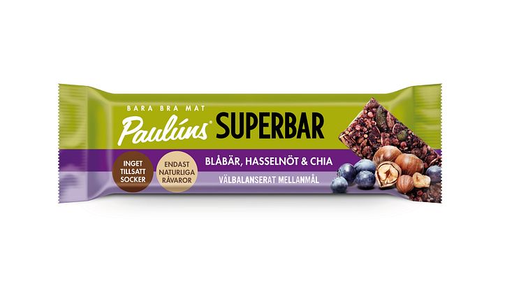 Paulúns superbar blåbär, hasselnöt & Chia