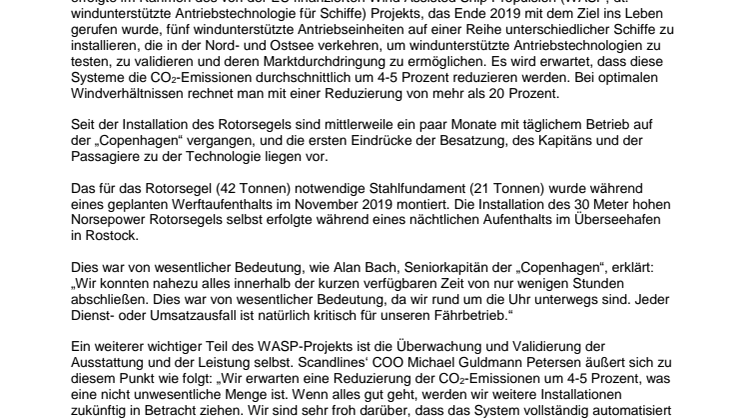 Reederei & Passagiere werden vom Wind angetrieben
