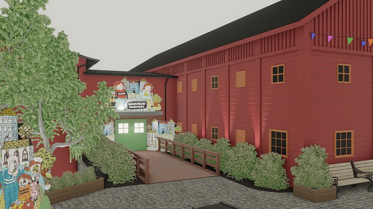 Visionsbild av LasseMajas Deckarhus som öppnar i Gamla Linköping i februari. Bild: LasseMajas Deckarhus