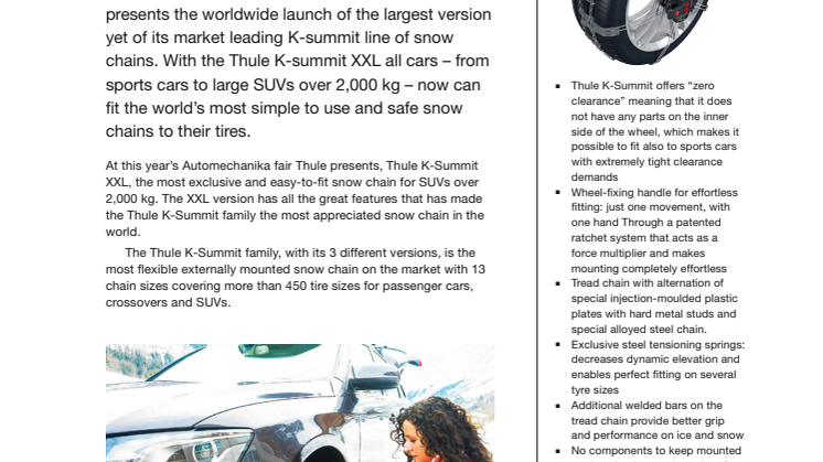 Pressinformation Thule K-summit XXL snow chains