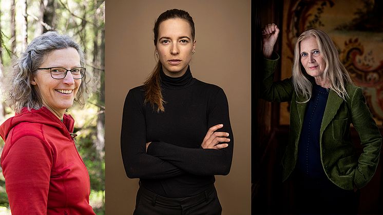 Trio med nya böcker på Polaris i vinter: biologiprofessor Anne Sverdrup-Thygeson, AI-experten Inga Strümke samt poeten och författaren Katarina Frostenson.