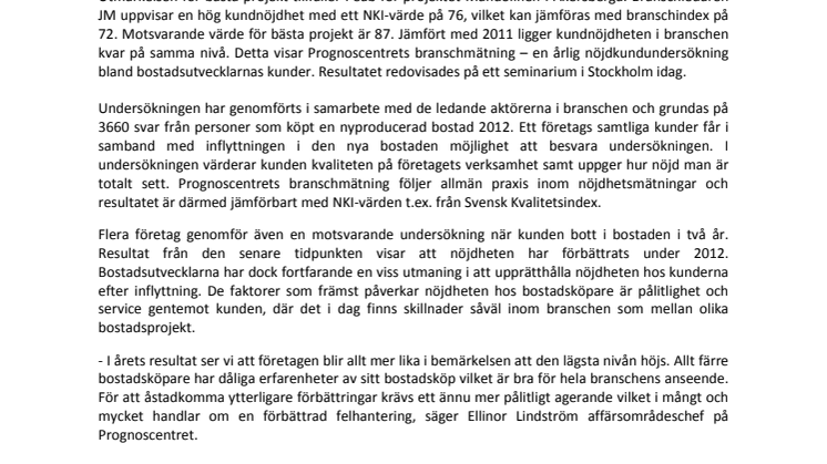 JM har årets nöjdaste kunder 
