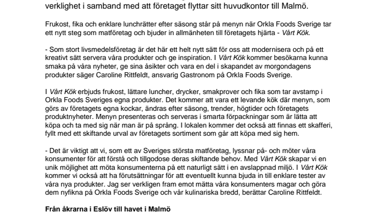 Orkla Foods Sverige bjuder in allmänheten till sitt nya kök