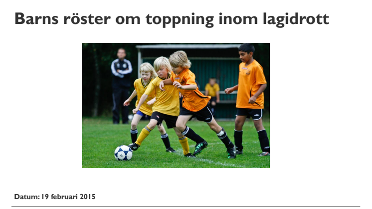 Barns röster om toppning inom lagidrott