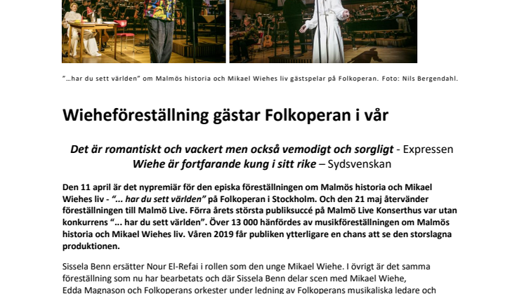Wieheföreställning gästar Folkoperan i i vår
